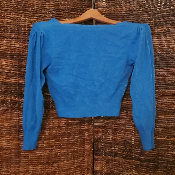 American Rag 💙Cerulean 3/4 Sleeves Button-Up Crop - Picture 5 of 5